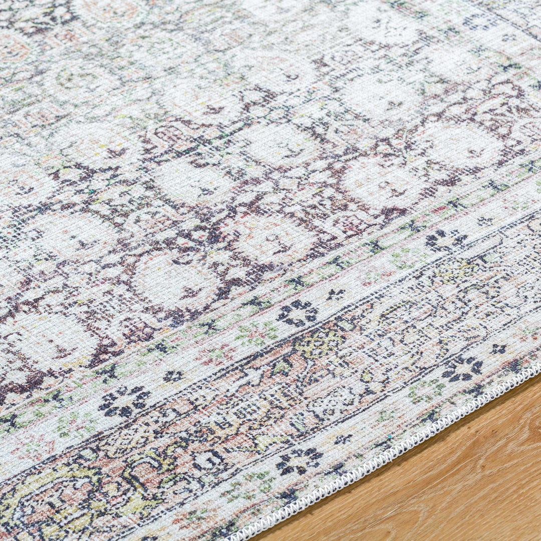 Bartek Traditional Style Brown And Ivory Washable Area Rug