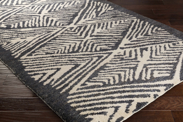 Bradshaw Contemporary Geometrical Black And Ivory Hand Woven Rug