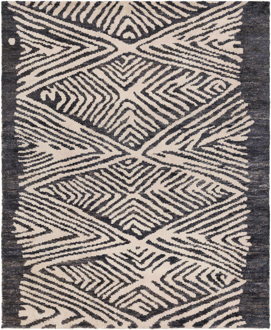 Bradshaw Contemporary Geometrical Black And Ivory Hand Woven Rug
