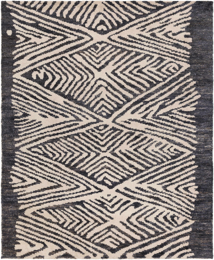 Bradshaw Contemporary Geometrical Black And Ivory Hand Woven Rug