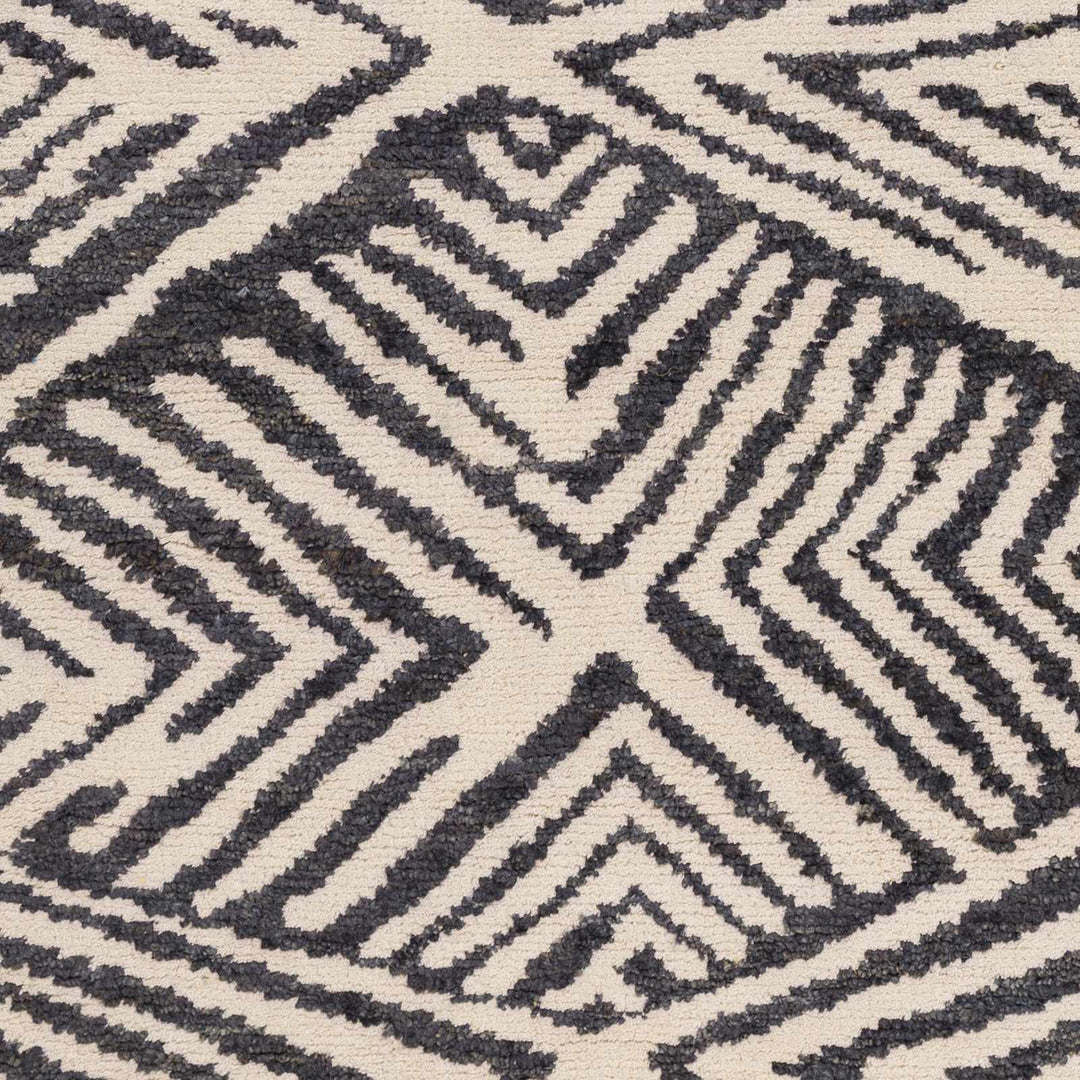 Bradshaw Contemporary Geometrical Black And Ivory Hand Woven Rug