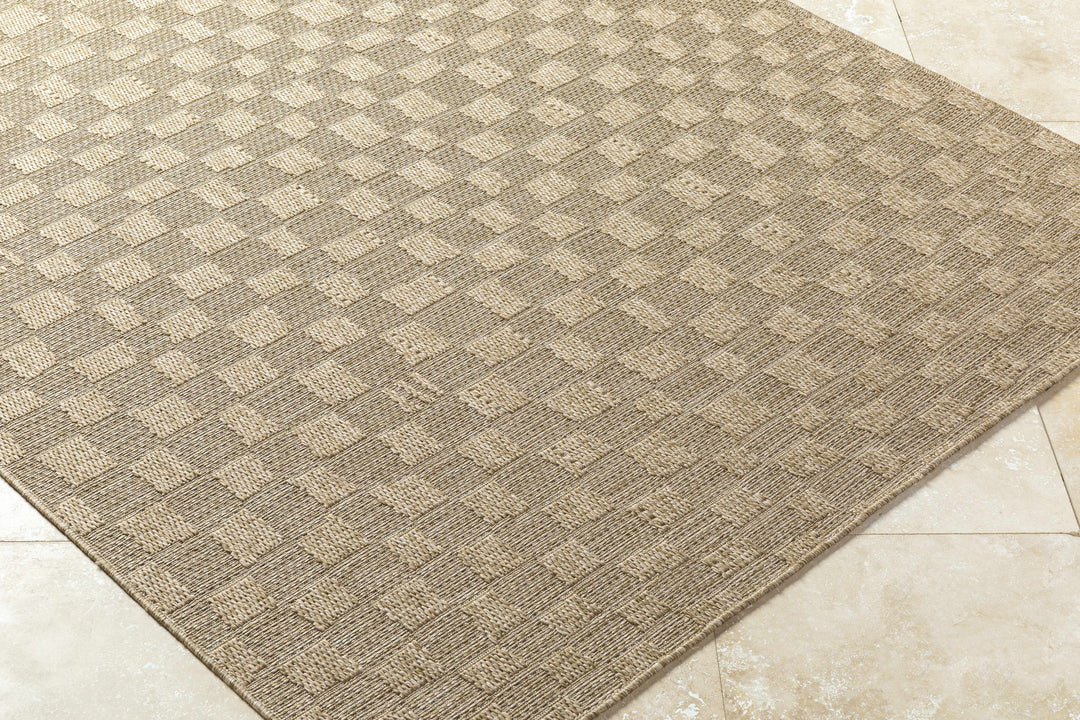 Arifah Contemporary Geometrical Brown And Beige Outdoor Area Rug