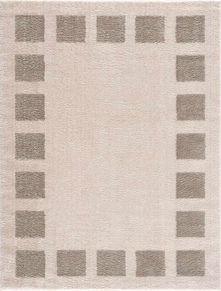 Beynon Contemporary Geometric Design Beige Washable Area Rug