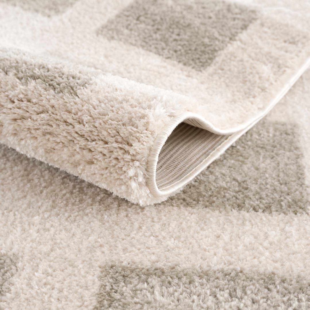 Beynon Contemporary Geometric Design Beige Washable Area Rug
