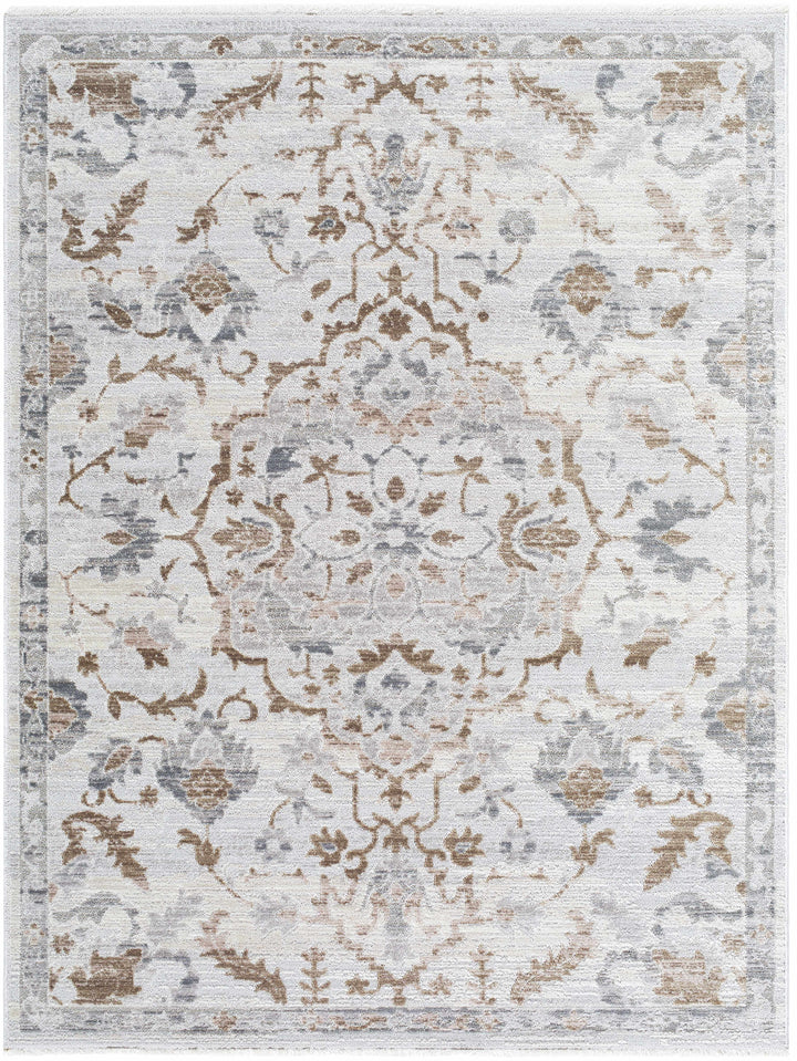 Aldona Traditional Style Ivory And Brown Area Rug
