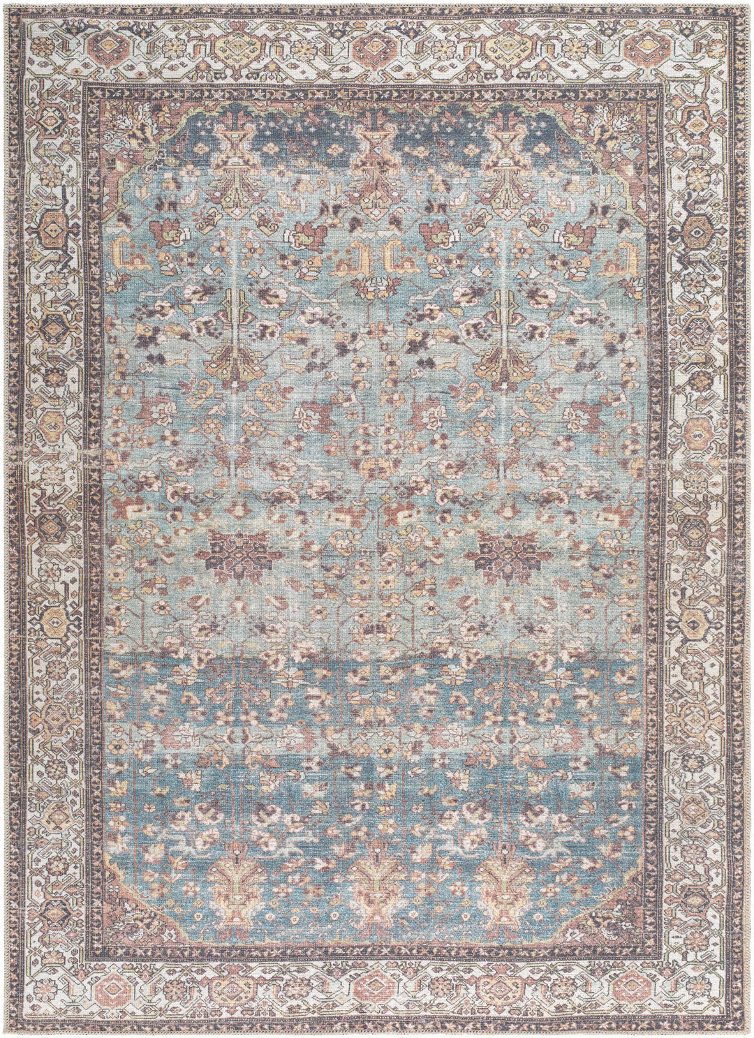 Bahram Traditional Transitional Gray And Brown Washable Rug
