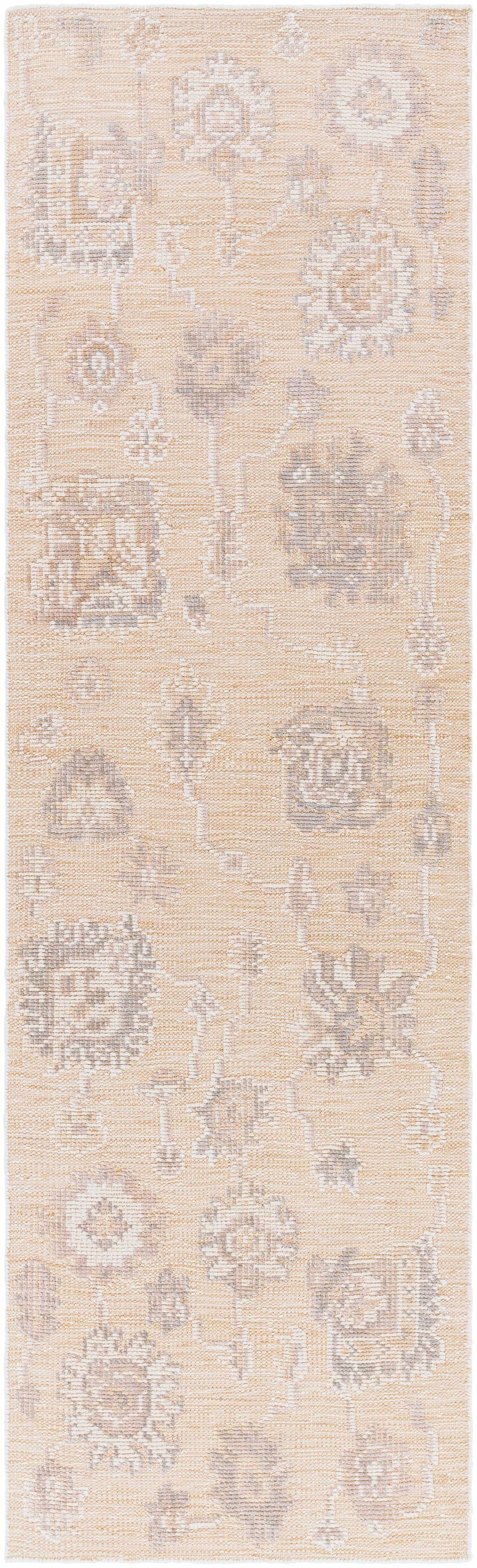 Bulusan Traditional Floral Design Beige Hand Knotted Outdoor Area Rug