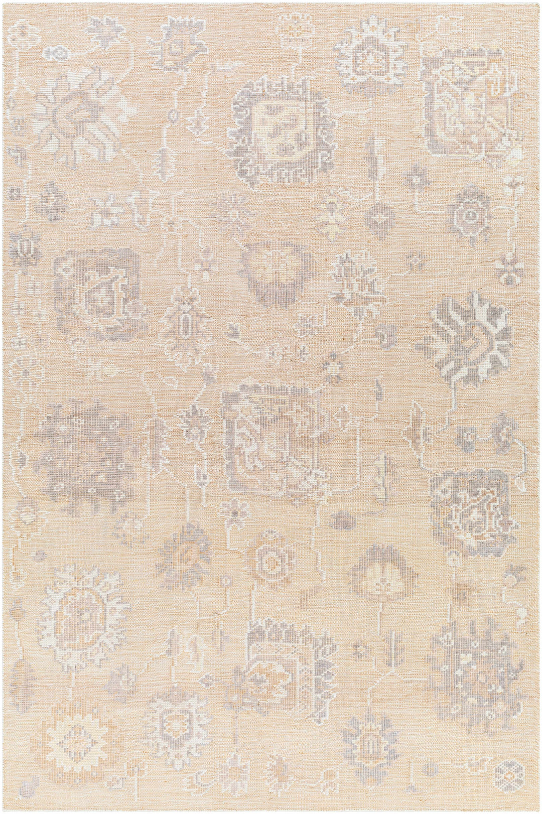 Bulusan Traditional Floral Design Beige Hand Knotted Outdoor Area Rug