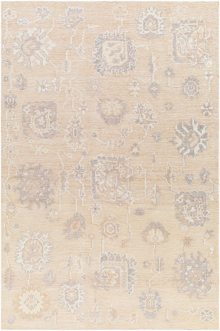 Bulusan Traditional Floral Design Beige Hand Knotted Outdoor Area Rug