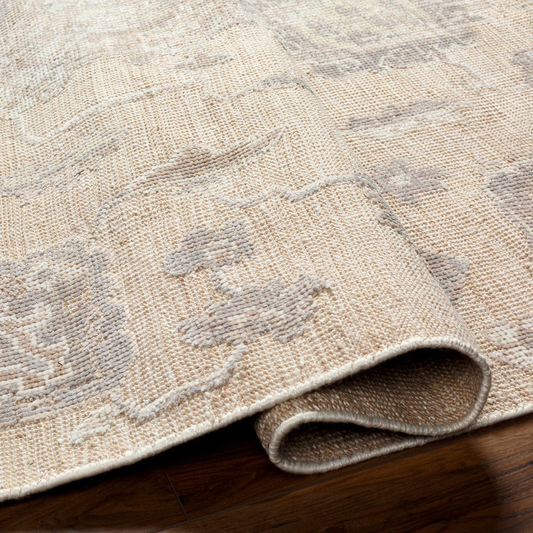 Bulusan Traditional Floral Design Beige Hand Knotted Outdoor Area Rug