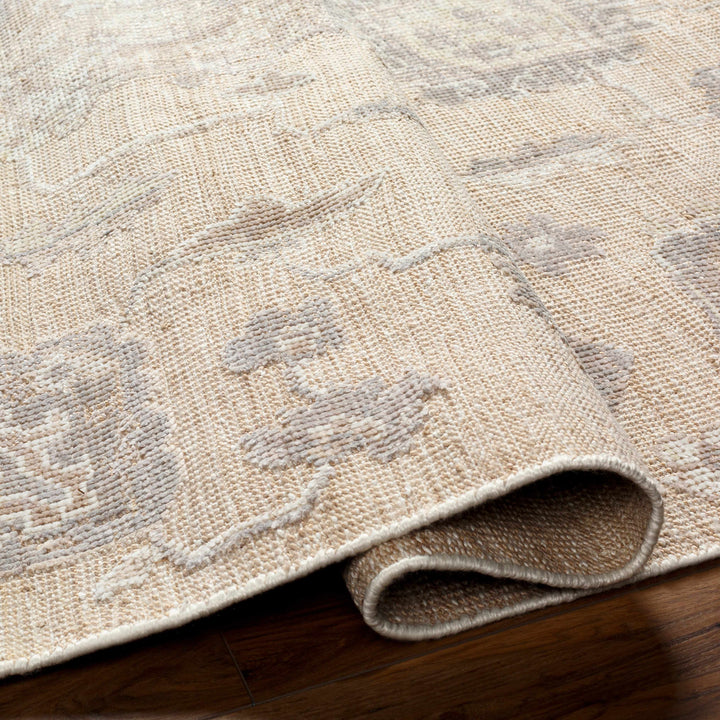 Bulusan Traditional Floral Design Beige Hand Knotted Outdoor Area Rug