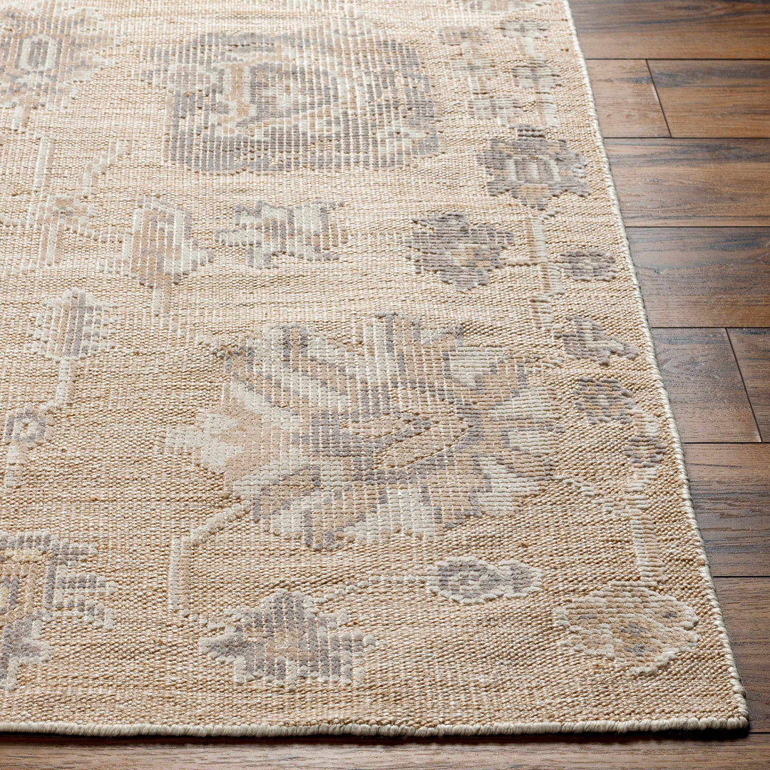 Bulusan Traditional Floral Design Beige Hand Knotted Outdoor Area Rug