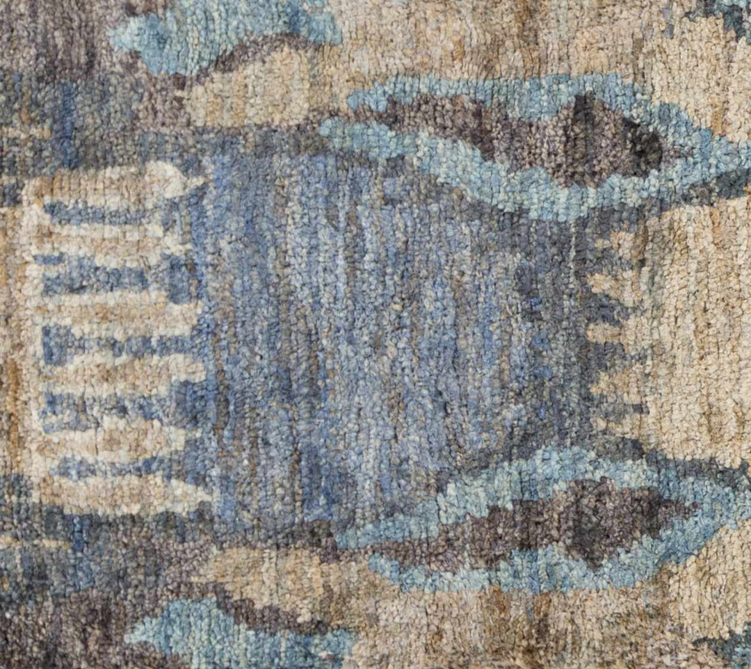 Bushong Modern Style Beige And Blue Hand Knotted Area Rug