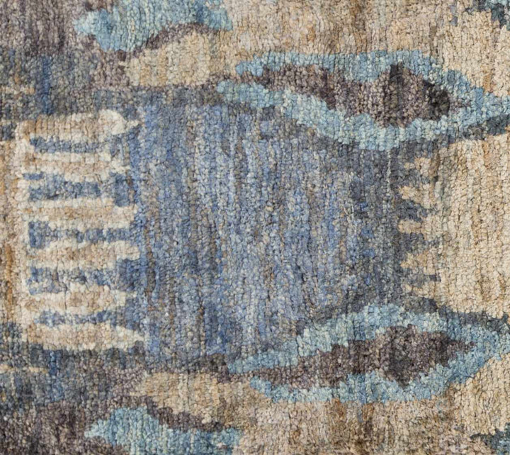 Bushong Modern Style Beige And Blue Hand Knotted Area Rug