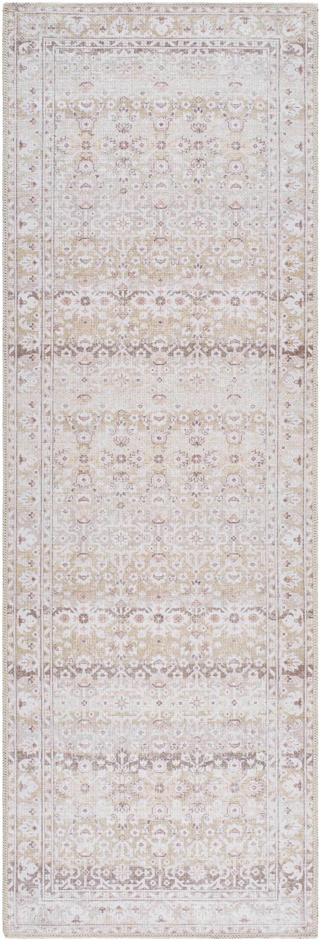 Bienna Traditional Style Beige And Brown Washable Rug