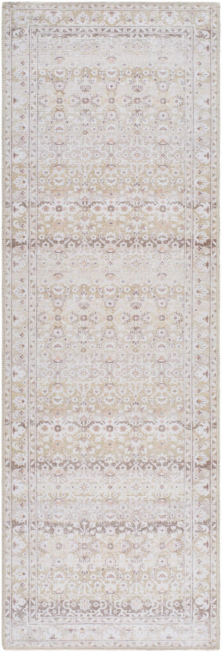 Bienna Traditional Style Beige And Brown Washable Rug