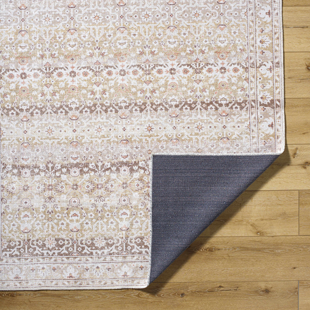 Bienna Traditional Style Beige And Brown Washable Rug