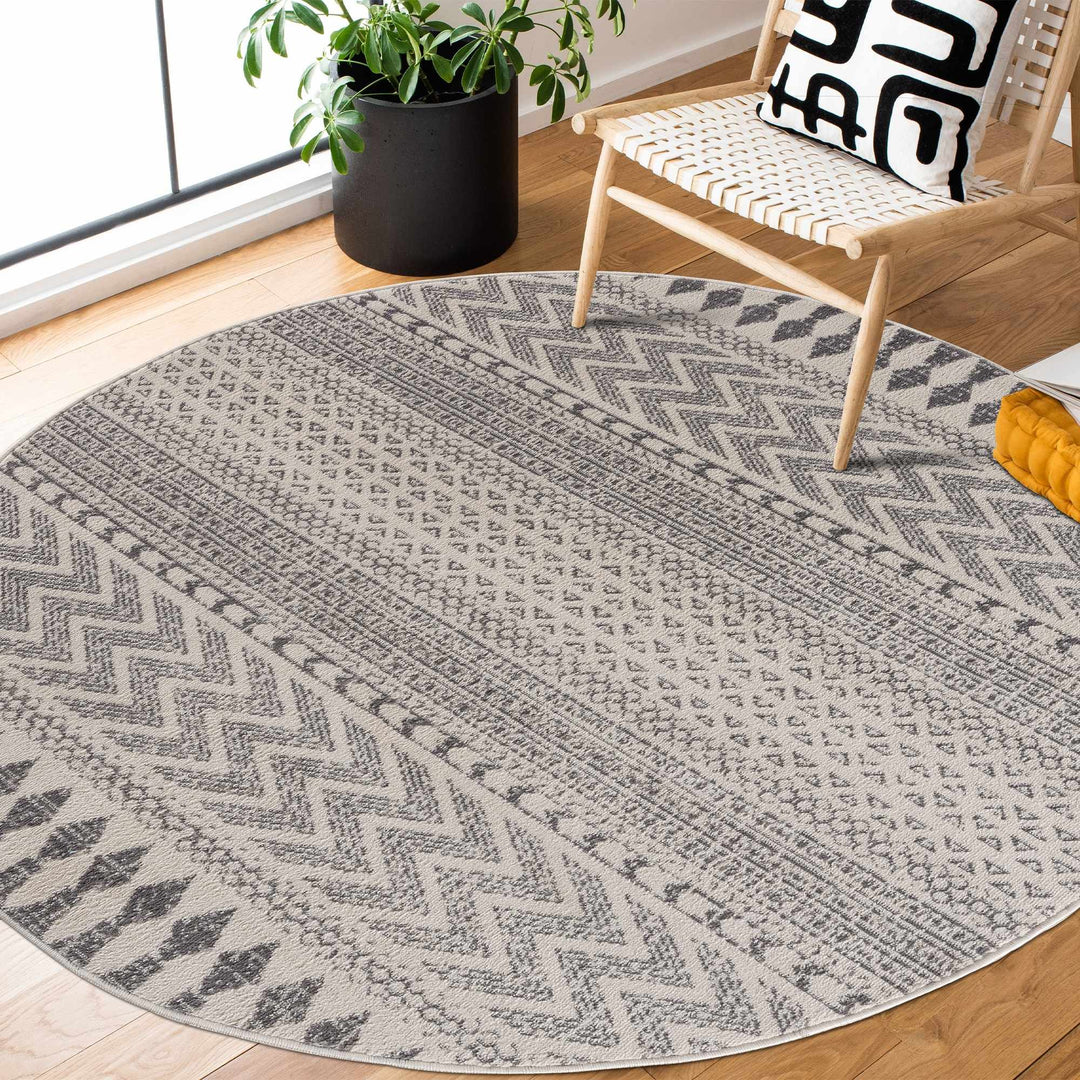 Tigris Ivory And Gray Modern Geometrical Design Area Rug