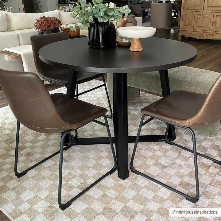 Benjy Modern Checkered Pattern Cream & Gold Rug