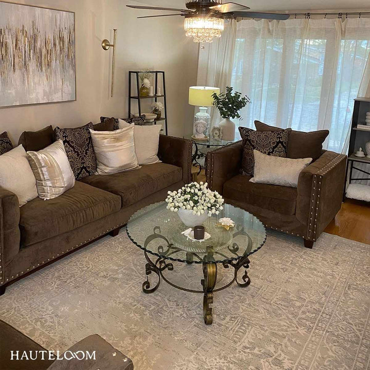 Bolsover Traditional Style Beige And Ivory Area Rug