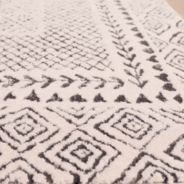 Transitional Design Ivory And Charcoal Washable Area Rug