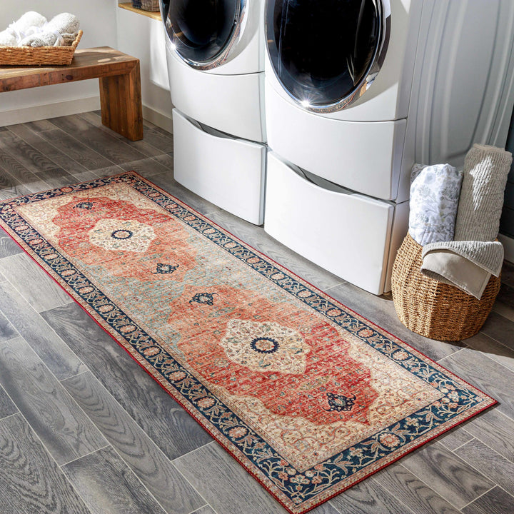 Camperdown Rust And Blue Traditional Style Area Rug