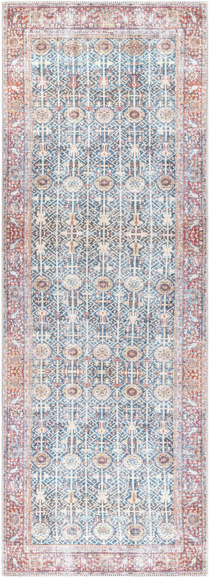 Catadupa Blue Traditional Style Distressed Washable Area Rug