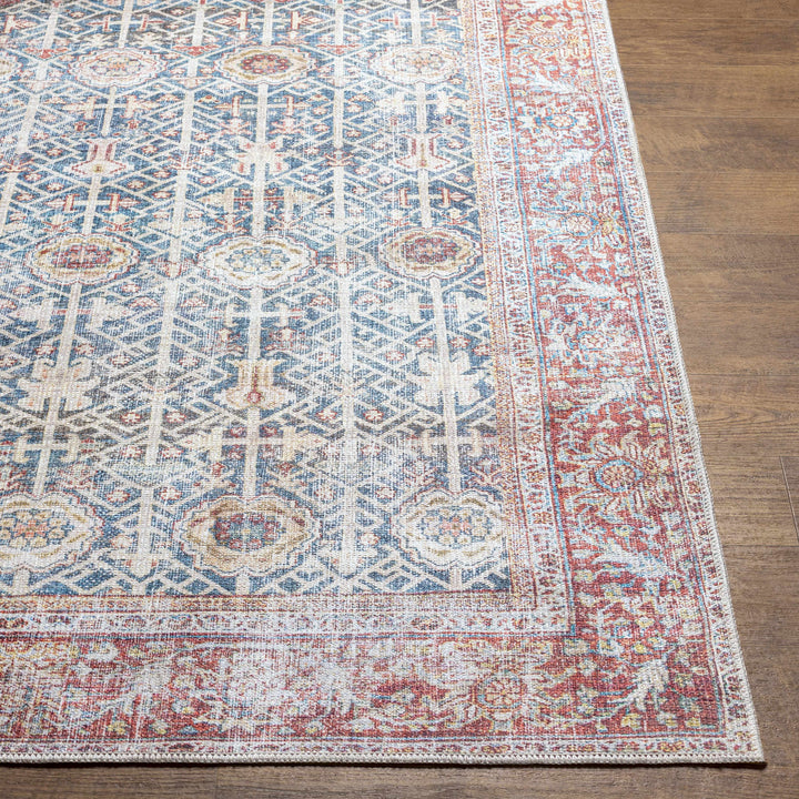 Catadupa Blue Traditional Style Distressed Washable Area Rug