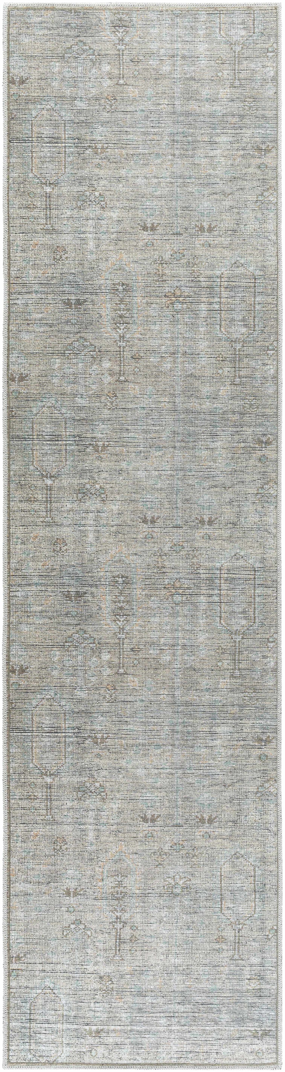 Aglaja Traditional Style Gray Machine Washable Area Rug