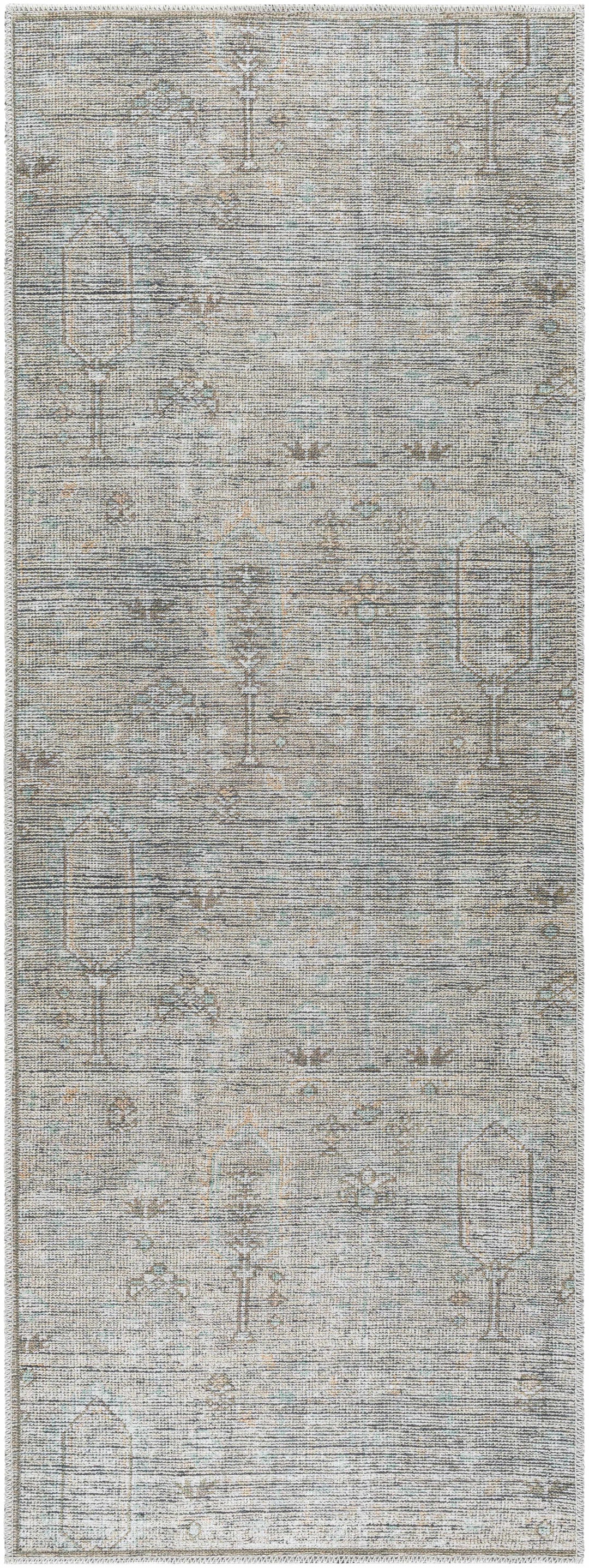 Aglaja Traditional Style Gray Machine Washable Area Rug