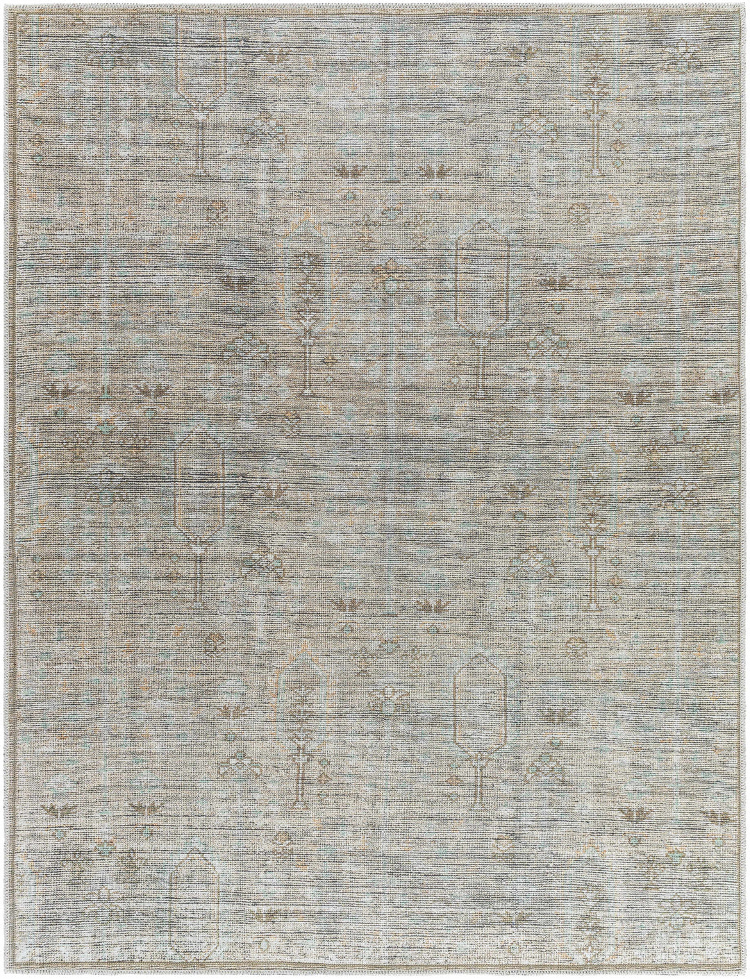 Aglaja Traditional Style Gray Machine Washable Area Rug