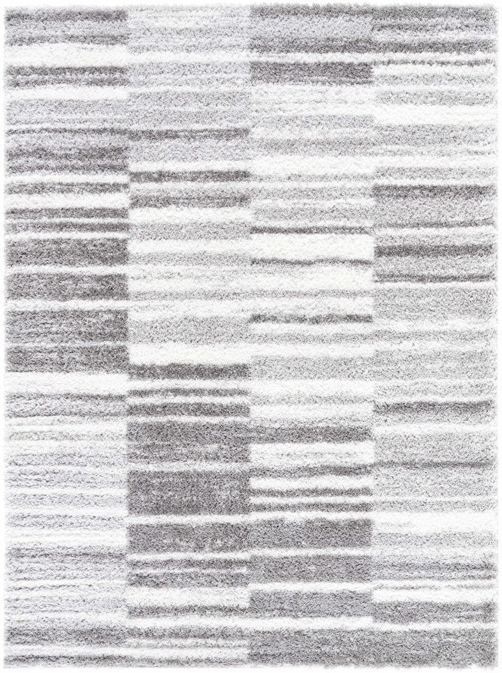 Carlen Contemporary Geometrical Gray And White Rug
