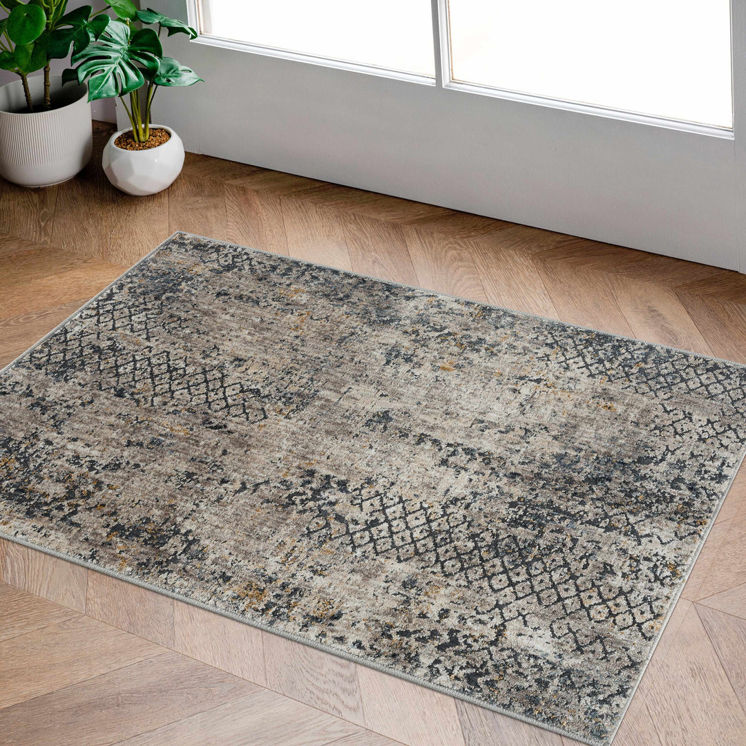 Lawnton Gray And Beige Modern Abstract Design Area Rug