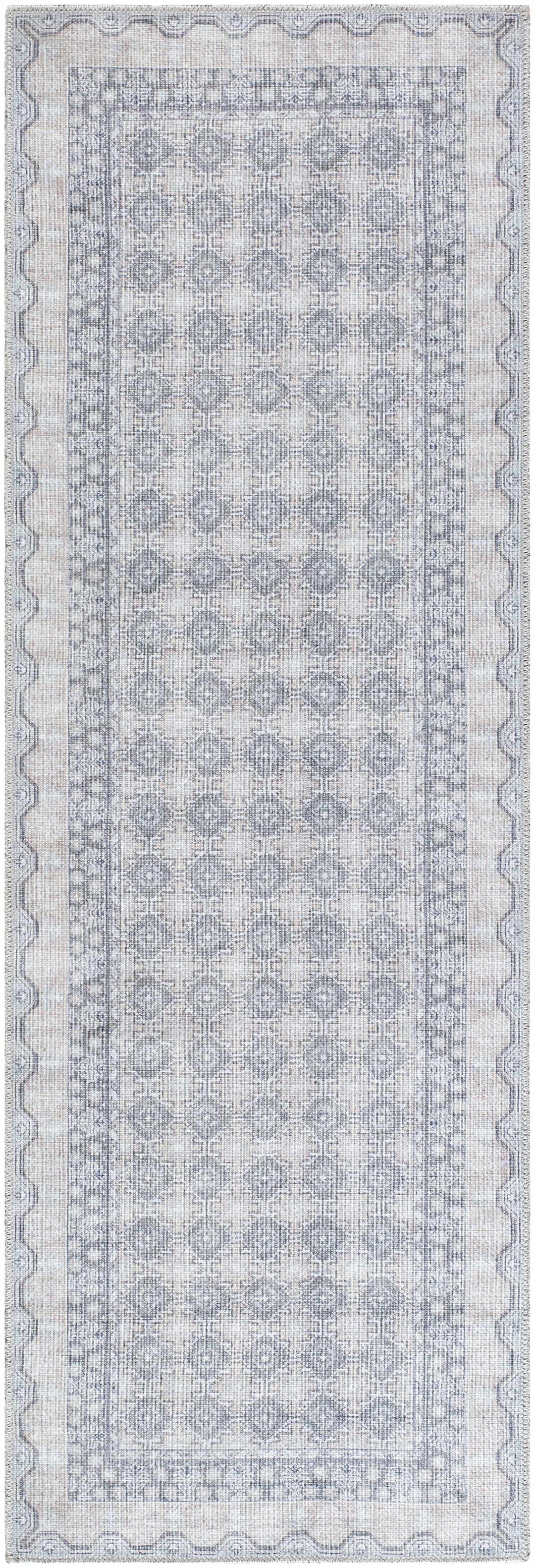 Rainier Traditional Gray And Ivory Washable Rug