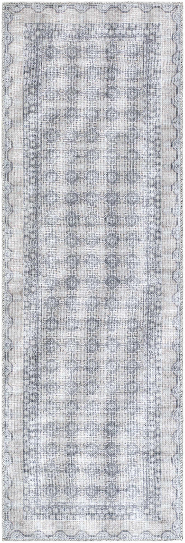 Rainier Traditional Gray And Ivory Washable Rug