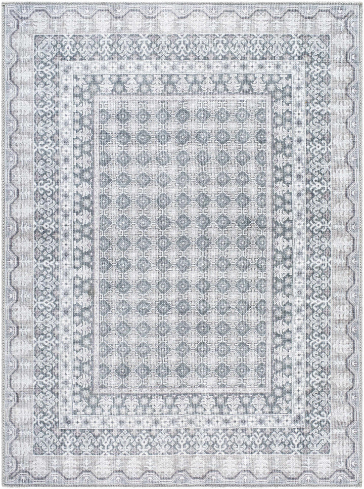 Rainier Traditional Gray And Ivory Washable Rug