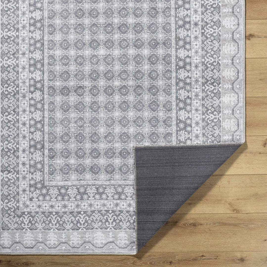 Rainier Traditional Gray And Ivory Washable Rug