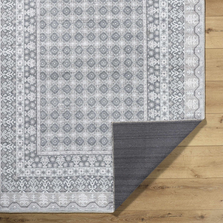 Rainier Traditional Gray And Ivory Washable Rug