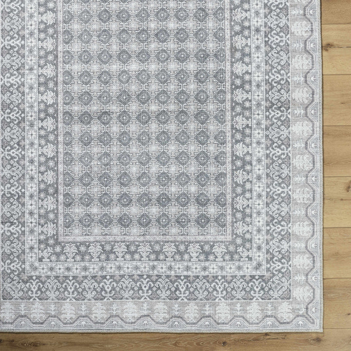 Rainier Traditional Gray And Ivory Washable Rug