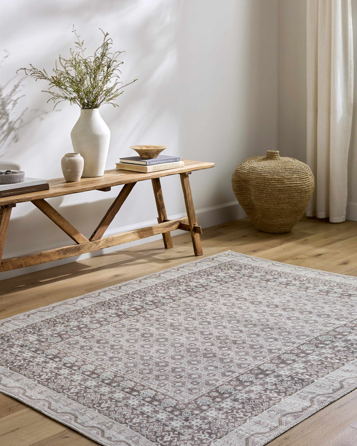 Rainier Traditional Brown And Gray Washable Rug