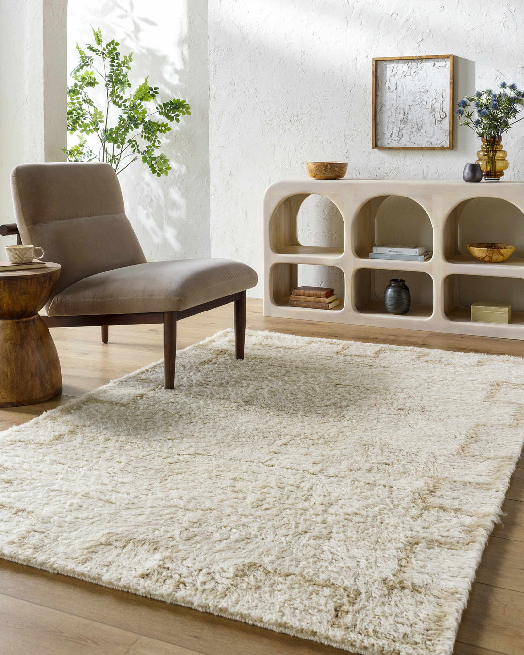 Ciniod Beige Modern Geometric Design Hand Tufted Area Rug