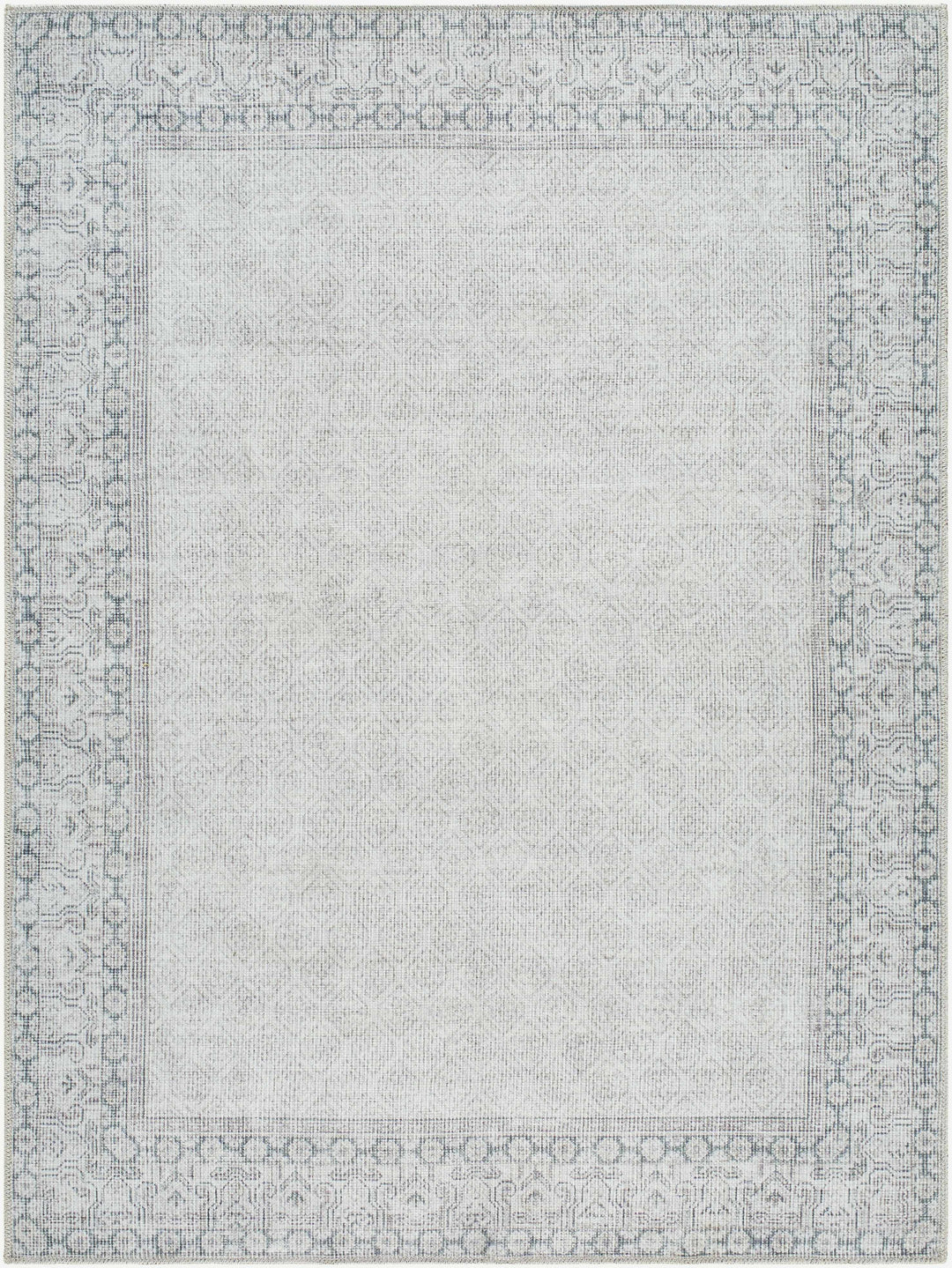 Cloris Traditional Style Gray And Ivory Washable Rug