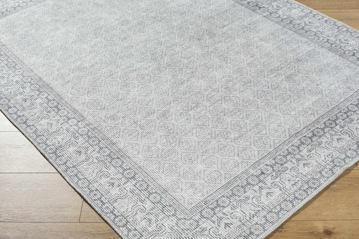 Cloris Traditional Style Gray And Ivory Washable Rug