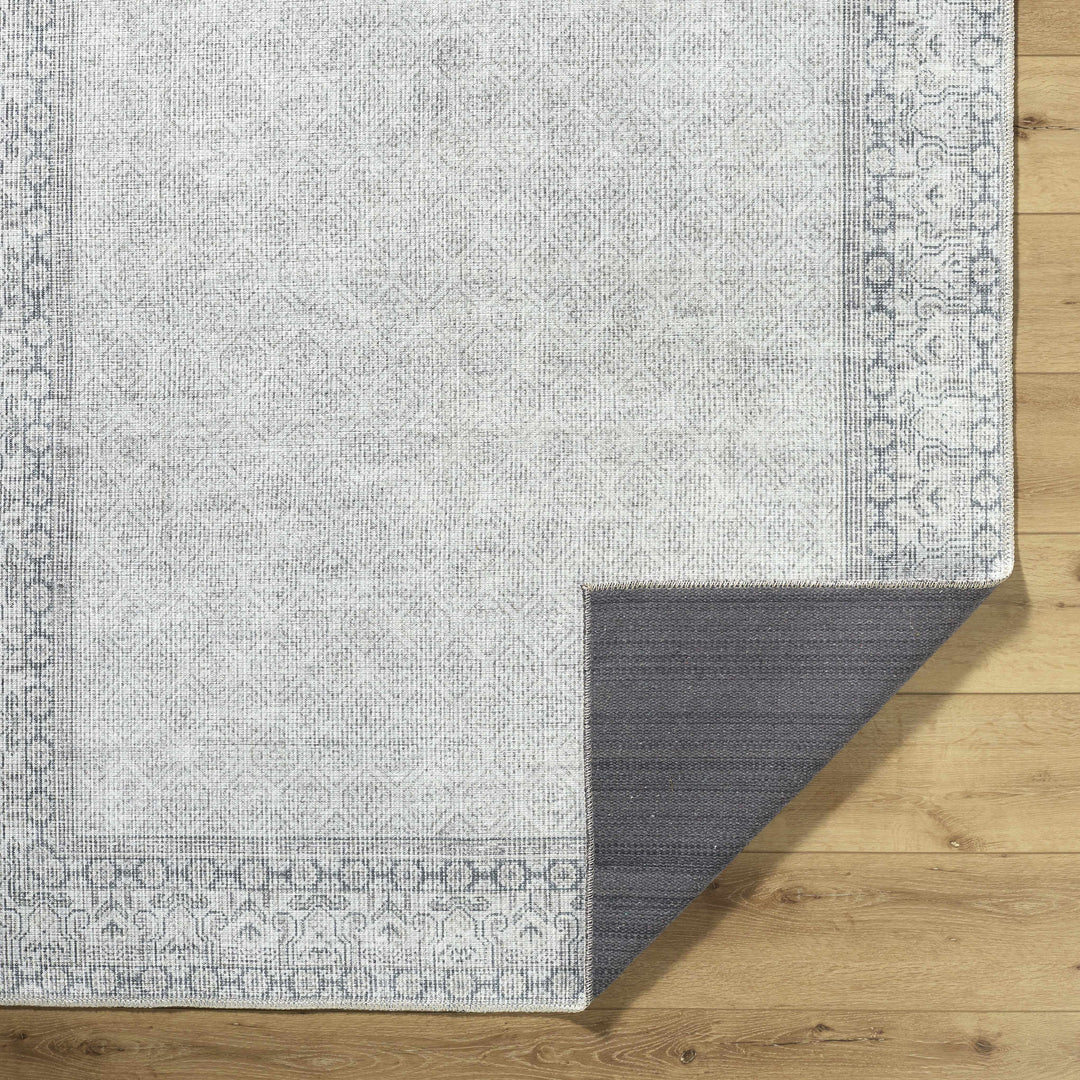 Cloris Traditional Style Gray And Ivory Washable Rug