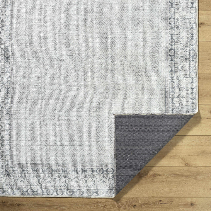 Cloris Traditional Style Gray And Ivory Washable Rug