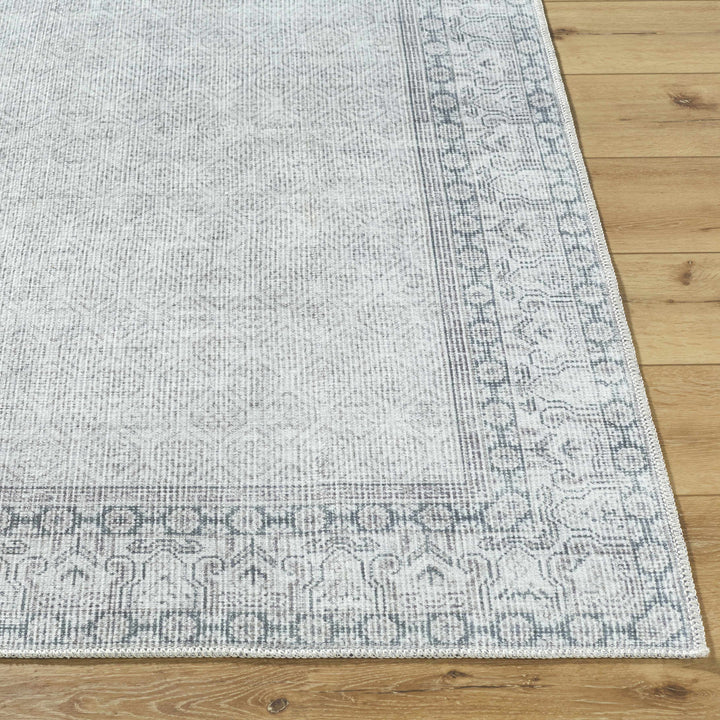 Cloris Traditional Style Gray And Ivory Washable Rug