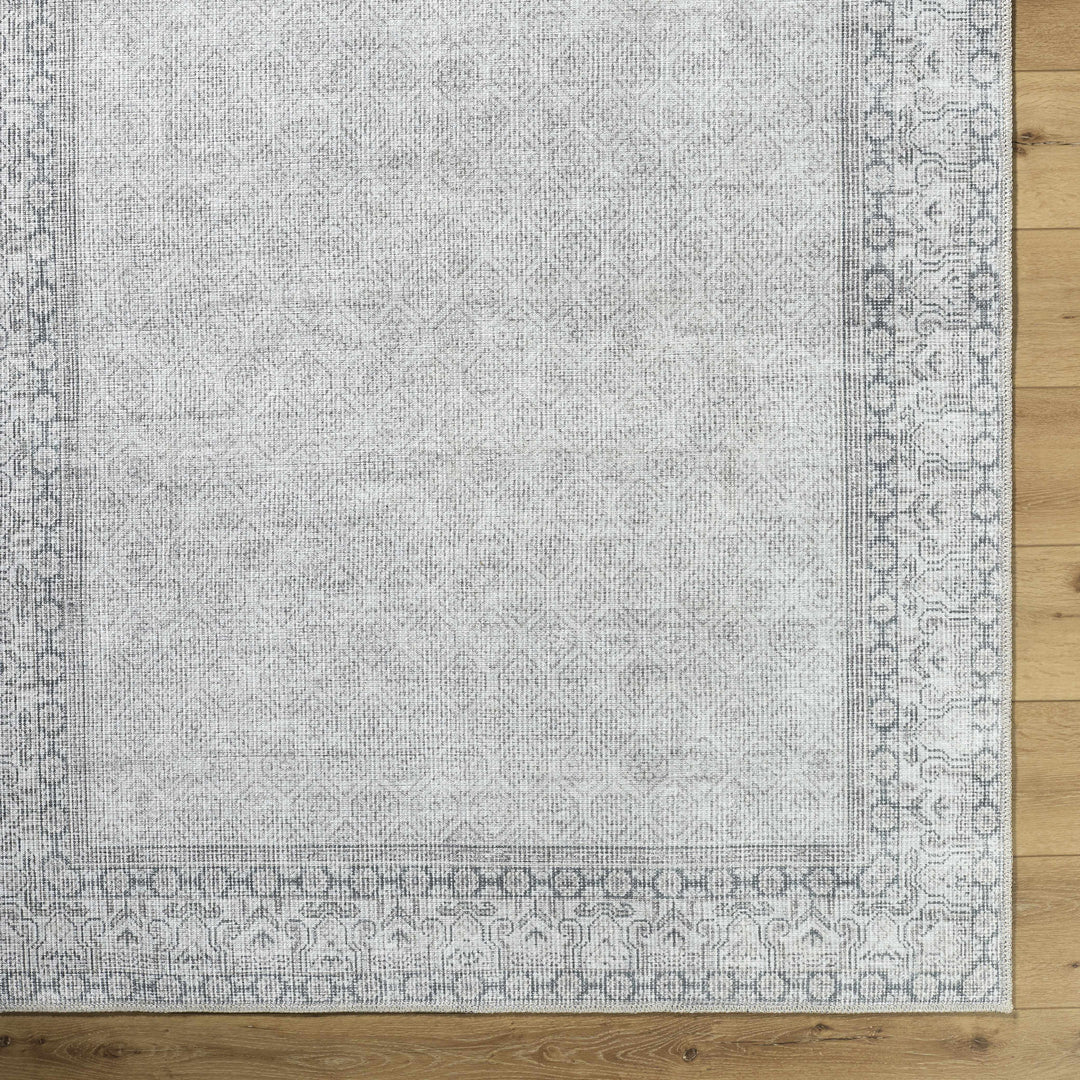 Cloris Traditional Style Gray And Ivory Washable Rug