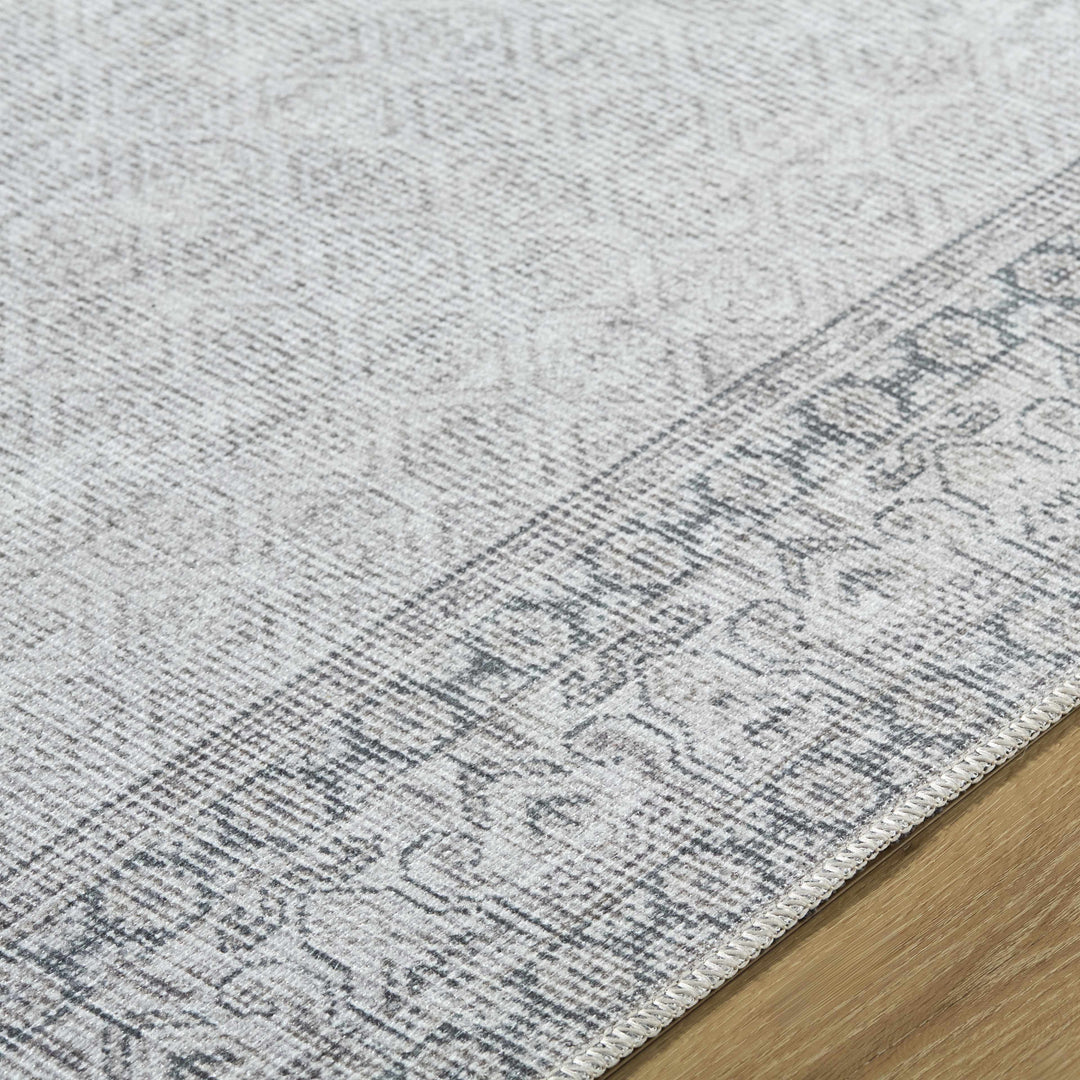 Cloris Traditional Style Gray And Ivory Washable Rug
