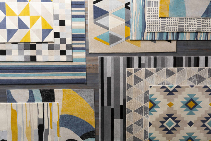 Basco Modern Style Teal And Beige Area Rug