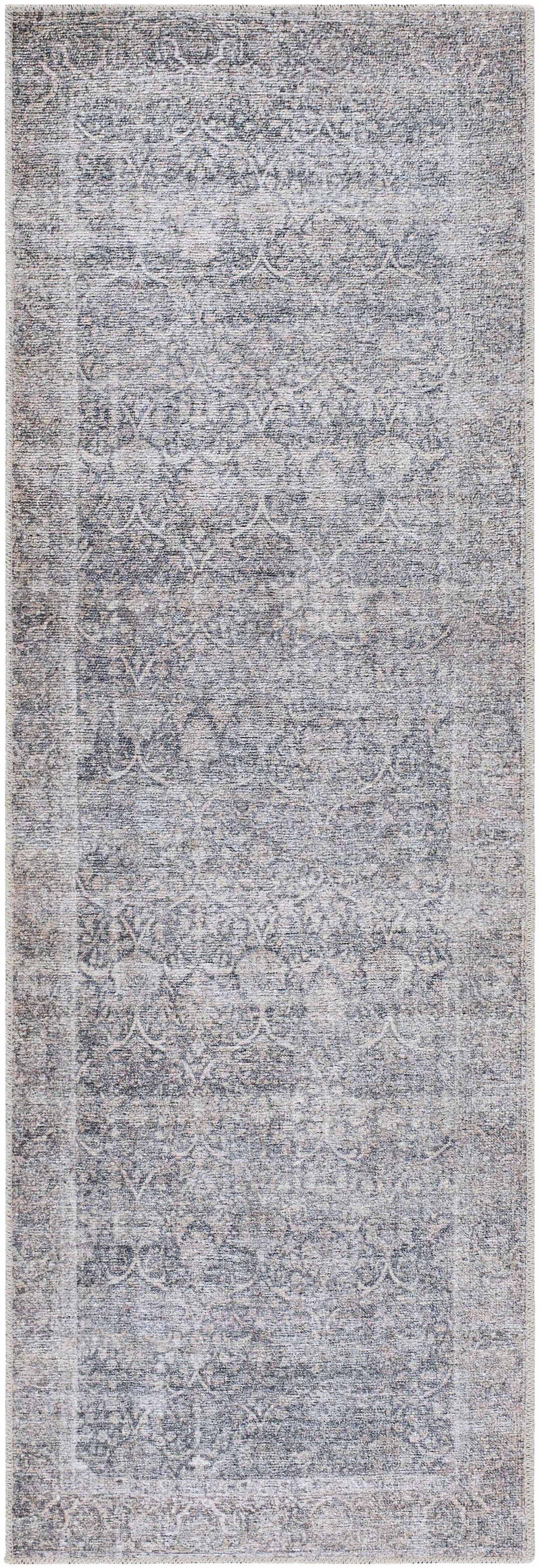 Charla Charcoal And Brown Traditional Washable Rug